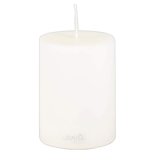 Sovie Candles Stumpenkerze | Hochzeit Votivkerze Blockkerze | 1 Flachkopfkerze in Creme (Ø70mm x 100mm) von Sovie Candles