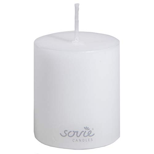 Sovie Candles Stumpenkerze | Hochzeit Votivkerze Blockkerze | 1 Flachkopfkerze in Weiß (Ø50mm x 60mm) von Sovie Candles