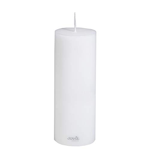 Sovie Candles Stumpenkerze | Hochzeit Votivkerze Blockkerze | 1 Flachkopfkerze in Weiß (Ø70mm x 200mm) von Sovie Candles