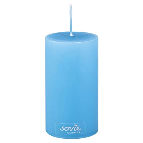 Sovie Candles Stumpenkerze | Maritim Votivkerze Blockkerze | 1 Flachkopfkerze in Aquablau (Ø50mm x 100mm) von Sovie Candles