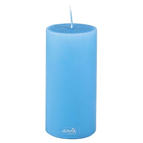 Sovie Candles Stumpenkerze | Maritim Votivkerze Blockkerze | 1 Flachkopfkerze in Aquablau (Ø70mm x 150mm) von Sovie Candles