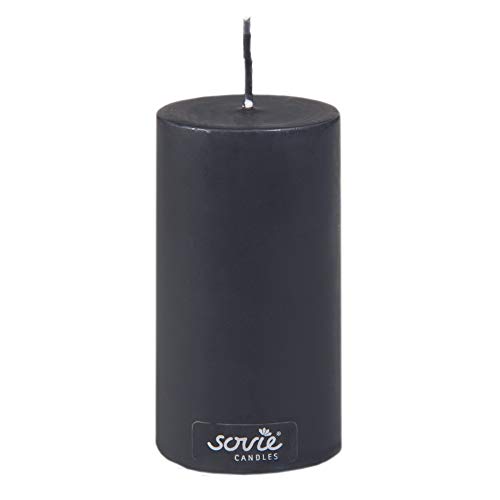 Sovie Candles Stumpenkerze | Trauer Votivkerze Blockkerze | 1 Flachkopfkerze in Schwarz (Ø50mm x 100mm) von Sovie Candles