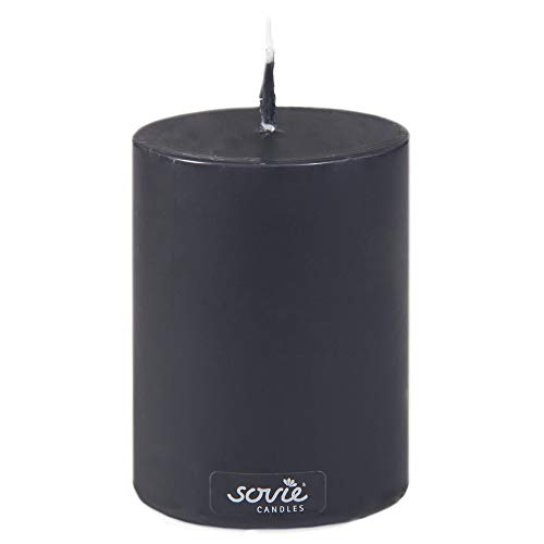 Sovie Candles Stumpenkerze | Trauer Votivkerze Blockkerze | 1 Flachkopfkerze in Schwarz (Ø70mm x 100mm) von Sovie Candles