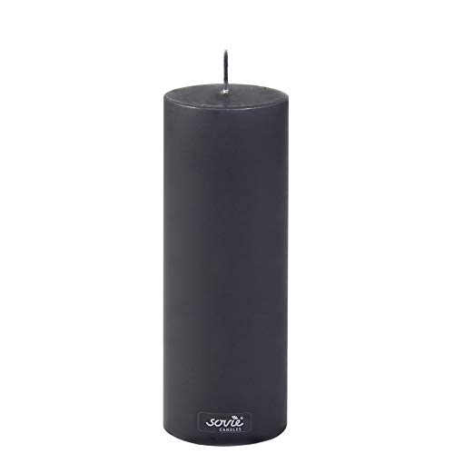 Sovie Candles Stumpenkerze | Trauer Votivkerze Blockkerze | 1 Flachkopfkerze in Schwarz (Ø70mm x 200mm) von Sovie Candles