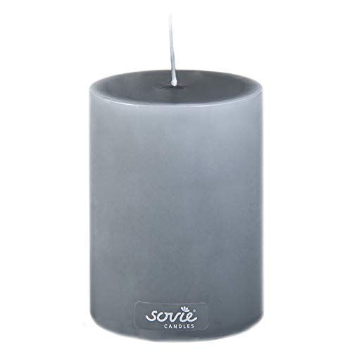 Sovie Candles Stumpenkerze | Votivkerze Dekokranz Blockkerze | 1 Flachkopfkerze in Grau (Ø70mm x 100mm) von Sovie Candles