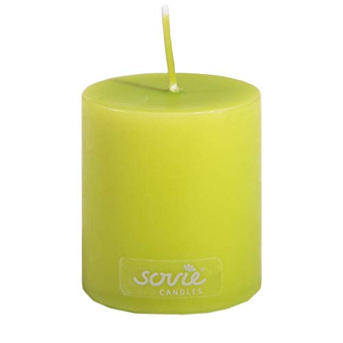 Sovie Candles Stumpenkerze | Votivkerze Dekokranz Blockkerze | 1 Flachkopfkerze in Kiwi (Ø50mm x 60mm) von Sovie Candles