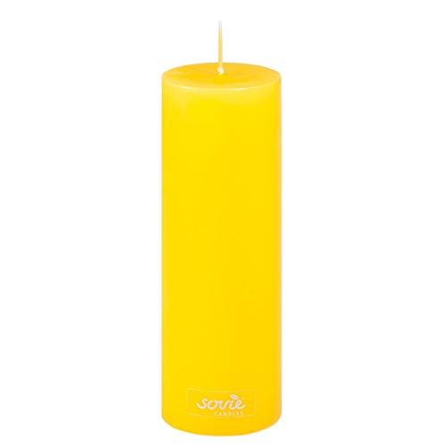 Sovie Candles Stumpenkerze | Votivkerze Dekokranz Blockkerze | 1 Flachkopfkerze in Senfgelb (Ø50mm x 150mm) von Sovie Candles