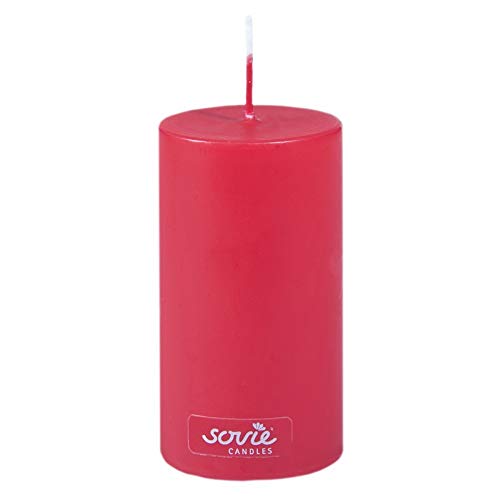 Sovie Candles Stumpenkerze | Weihnachten Advent Blockkerze | 1 Flachkopfkerze in Rot (Ø50nn x 100mm) von Sovie Candles