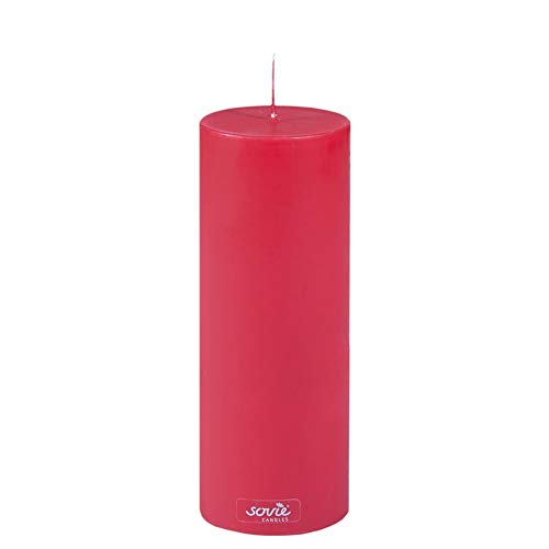 Sovie Candles Stumpenkerze | Weihnachten Advent Blockkerze | 1 Flachkopfkerze in Rot (Ø70mm x 200mm) von Sovie Candles