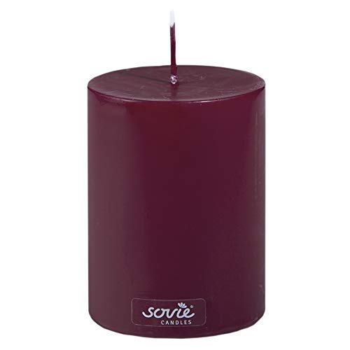 Sovie Candles Stumpenkerze | Weihnachten Adventskranz Blockkerze | 1 Flachkopfkerze in Bordeaux (Ø70mm x 100mm) von Sovie Candles