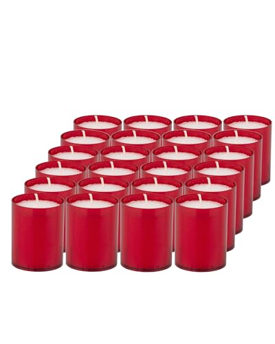 Sovie Refill Kerzen Bordeaux 24 Stück - Kerze in Kunststoff-Hülle - ca. 24 Stunden Brenndauer - Kerzen Deko Innen & Außen - Schützt Glas & Dekoration von Sovie Candles