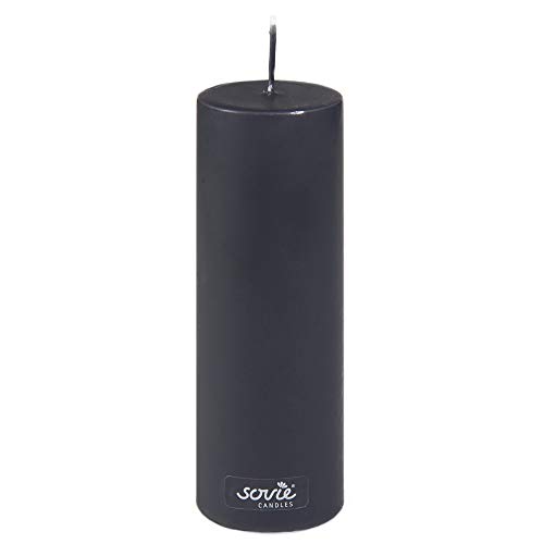 Sovie Candles Stumpenkerze | Trauer Votivkerze Blockkerze | 1 Flachkopfkerze in Schwarz (Ø50mm x 150mm) von Sovie Candles