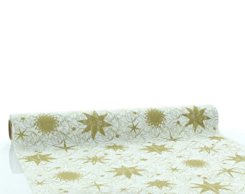 Sovie Home Tischläufer Christmas Dreams Gold | Linclass® Airlaid | Weihnachten Sterne Adventszeit | 40cm x 4,80m von Sovie Home