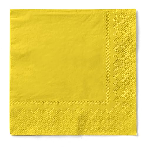 Cocktail-Servietten aus Tissue 3-lagig, vielfältig einsetzbar und kombinierbar, 24 x 24 cm, 150 Stück (Gelb) von Sovie HORECA