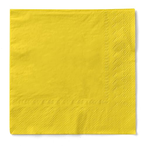 Sovie HORECA Cocktail-Servietten in GELB aus 3-lagigem Tissue, 24 x 24 cm, 150 Stück – hochwertige, saugfähige Servietten für Bar, Event, Catering, Buffet und Gastronomie von Sovie HORECA