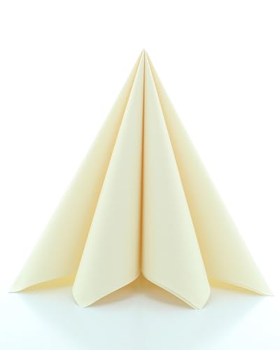 Sovie HORECA Airlaid-Servietten 40x40 cm | hochwertige Einweg-Servietten | saugstark stoffähnlich | Hochzeit & Partys | 50 Stück Creme-Beige von Sovie HORECA