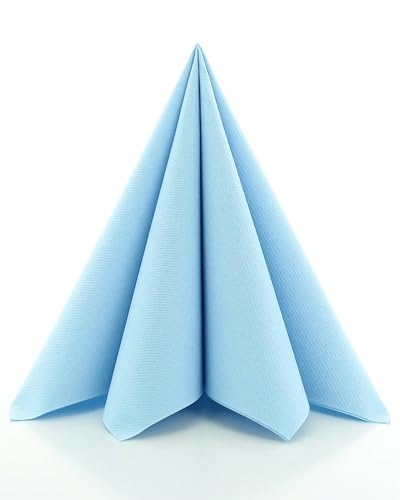 Sovie Linclass Airlaid Servietten Hellblau 50 Stück - hochwertige Einwegservietten 40 x 40 cm - Reißfest, Saugstark & Formstabil - ideal für Hochzeit & Partys von Sovie HORECA