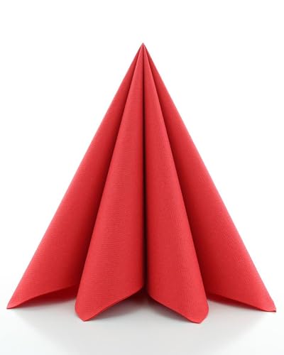 Sovie Linclass Airlaid Servietten Rot 50 Stück - hochwertige Einwegservietten 40 x 40 cm - Reißfest, Saugstark & Formstabil - ideal für Hochzeit & Partys von Sovie HORECA