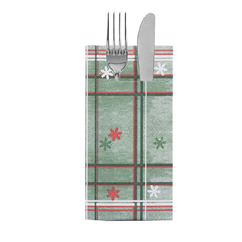 Sovie HORECA Besteckserviette Tim in Grün-Rot | aus Linclass® Airlaid | Weihnachtsserviette Advent | 40 x 40 cm | 100 Stück von Sovie HORECA