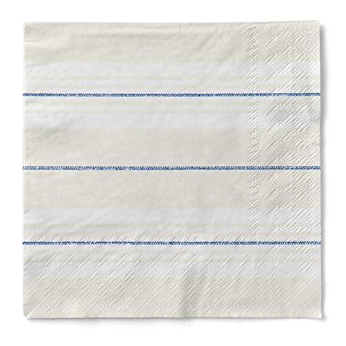 Sovie HORECA Serviette BIG YORK | Tissue-Servietten 40x40 cm | saugstarke und hochwertige Einweg-Servietten | ideal für Hochzeit & Feiern im Frühling & Sommer | 100 Stück | (Blau-Beige) von Sovie HORECA