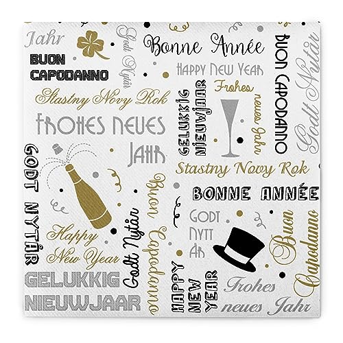 Sovie HORECA Silvester-Serviette BONNE ANNÈE | Linclass® Airlaid | Weihnachten Adventszeit Silvester | 40x40cm | 50 Stück von Sovie HORECA