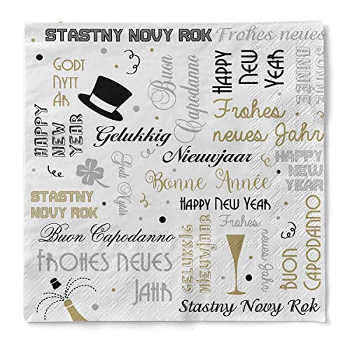 Sovie HORECA Silvester-Serviette Bonne Année | aus Tissue | Silvester-Party Happy New Year Tischdekoration |33 x 33 cm,100 Stück von Sovie HORECA