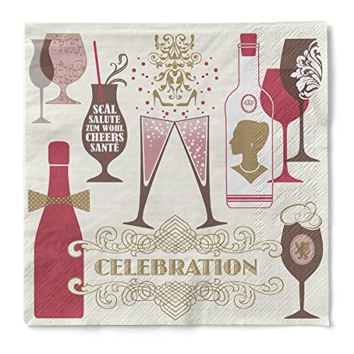 Sovie HORECA Serviette CELEBRATION | Tissue-Servietten 33x33 cm | saugstarke und hochwertige Einweg-Servietten | ideal für Hochzeit & Feiern | 100 Stück | (Champagner-Bordeaux) von Sovie HORECA