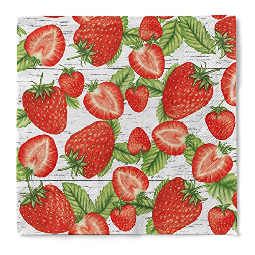 Sovie HORECA Serviette Erdbeeren Tissue 3-lagig - 33 x 33 cm - Sommer Garten Party - 100 Stück von Sovie HORECA