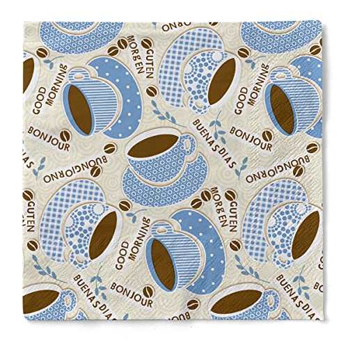 Sovie HORECA Serviette Kaffee Ole | Tissue 33x33 cm | Kaffee Tasse Frühstück | 100 Stück | (Champagner-Blau) von Sovie HORECA