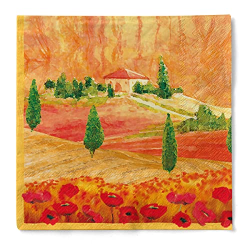 Sovie HORECA Serviette Lombardia | Tissue 33x33 cm | Malerisch Landschaft Kunst künstlerisch Gemälde | 100 Stück Terrakotta von Sovie HORECA