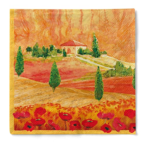 Sovie HORECA Serviette Lombardia | Tissue 40x40 cm | Herbst Landschaft Kunst | 100 Stück Terrakotta von Sovie HORECA