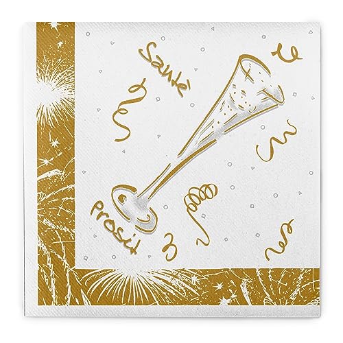 Sovie HORECA Serviette Silvester | Linclass® Airlaid | Silvesterserviette Silvester-Party Happy New Year | 40x40cm | 50 Stück von Sovie HORECA