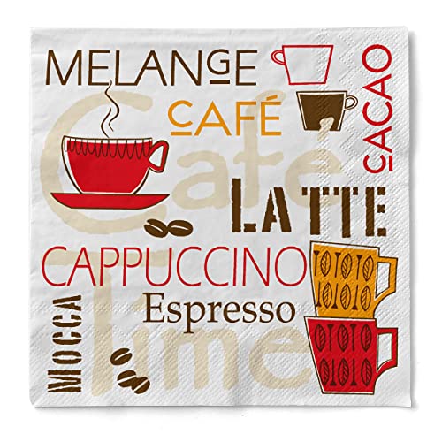 Sovie HORECA Serviette Tissue 33x33 cm | Kaffee Guten Morgen Frühstück Gastronomie | 100 Stück | CAFÈ LATTE von Sovie HORECA
