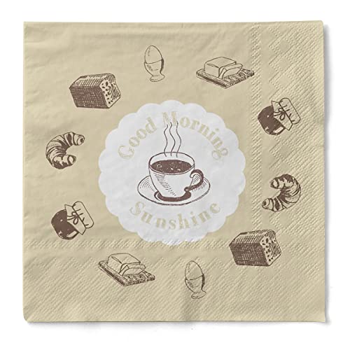 Sovie HORECA Serviette Tissue 33x33 cm | Kaffee Guten Morgen Frühstück Gastronomie | 100 Stück | SUNSHINE von Sovie HORECA