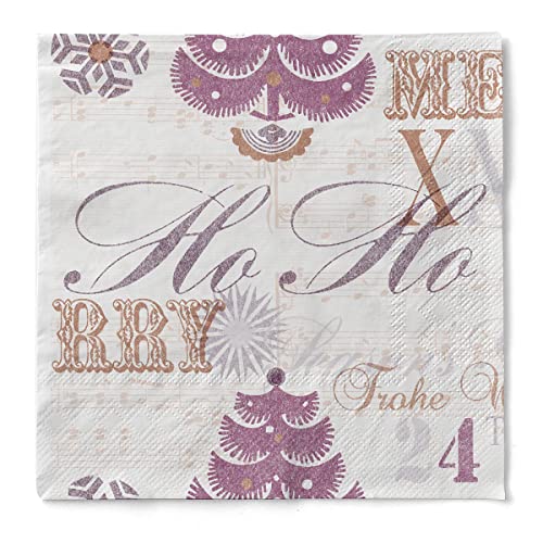 Sovie HORECA Weihnachtsserviette Xmas-Greetings in Braun | aus Tissue | festliches Design Weihnachten Fest | 40 x 40 cm,100 Stück von Sovie HORECA