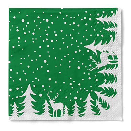 Sovie HORECA Serviette | aus Tissue 3-lagig, 33 x 33cm | Weihnachten Xmas Deko Fest | 100 Stück | Marvin (Grün) von Sovie HORECA