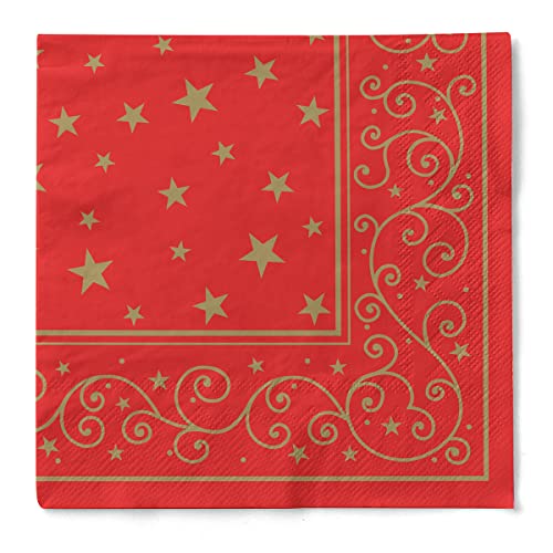 Sovie HORECA Weihnachtsserviette | aus Tissue 40 x 40 cm | Weihnachten Xmas Deko Fest | 100 Stück | LIAM (Rot) von Sovie HORECA