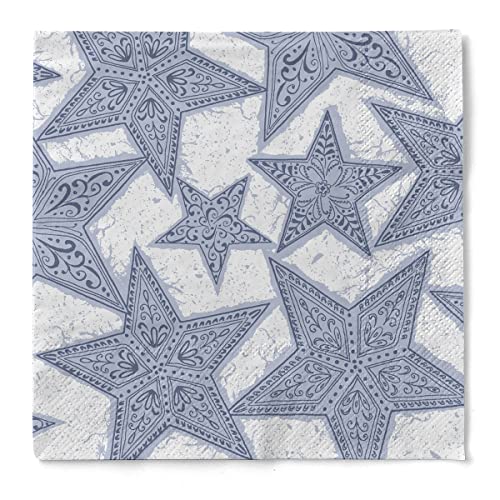 Sovie HORECA Weihnachtsserviette | aus Tissue | Adventszeit Weihnachtsfest Tischdeko | 33 x 33 cm | 100 Stück | Gitte (Silber-Blau) von Sovie HORECA