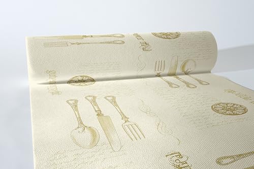 Sovie HORECA Tischläufer Elisabeth | Linclass® Airlaid | Guten Appetit edles Design | Einmal-Tischdecke für Hochzeit und Party | 40 cm x 24 m | 1 Stück | (Gold-Champagner) von Sovie HORECA