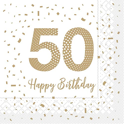 Sovie HORECA Tissue Serviette Happy Birthday – 50 | Geburtstag Feier 50ter | 33 x 33 cm | 100 Stück von Sovie HORECA