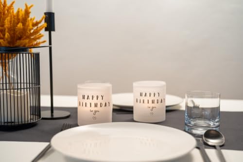 Sovie HORECA Windlicht-Banderole – Design Happy Birthday to You – 12 Stück – für Kerzengläser & Tischdeko – Elegante Papierbanderolen für Geburtstagsfeiern & Candle-Light-Atmosphäre von Sovie HORECA