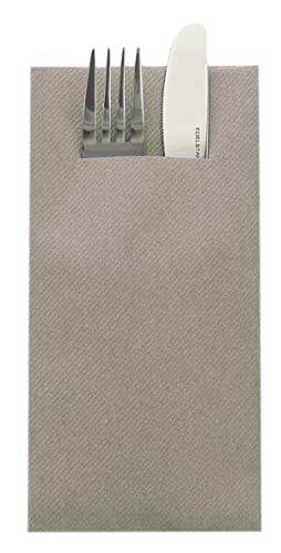 Sovie HOME Airlaid-Besteckservietten Uni / 40x40 cm/hochwertige stoffähnliche Einweg-Servietten als Bestecktasche/ideal für Hochzeit & Partys (Beige Grey) von Sovie Home