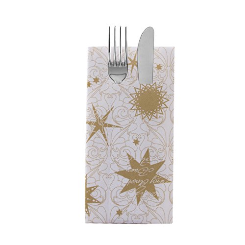 Sovie HOME Besteckservietten Christmas Dreams Gold | aus Linclass® Airlaid | Servietten Weihnachten | 40x40cm,12 Stück von Sovie Home