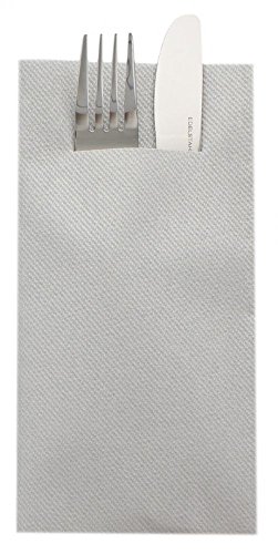 Sovie HOME Besteckserviette in Silber (einseitig farbig) aus Linclass Airlaid, 40 x 40cm, 1/8 Falz, 12 Stück, edle Servietten mit Bestecktasche für Festliche Tischdeko von Sovie Home