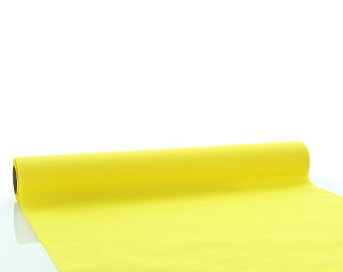 Sovie HOME Linclass®Airlaid Tischläufer 40cm x 4,8m | Einmal-Tischdecke | ideal für Taufe und Kommunion | Gelb | 1 Stück von Sovie Home