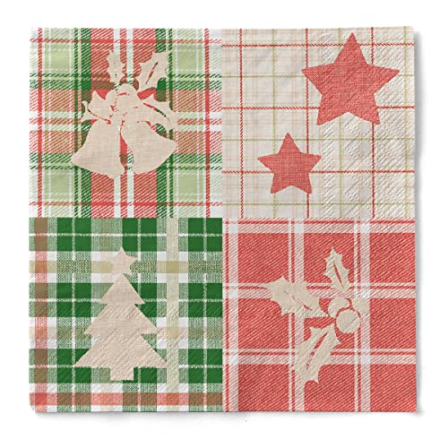 Sovie HOME Serviette Angelina kariert | aus Tissue | Festliche Weihnachts-Serviette Tischdeko | 33 x 33 cm, 20 Stück von Sovie Home