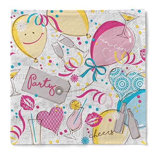 Sovie HOME Serviette Ballons | Tissue-Servietten 33x33 cm | saugstark hochwertig | ideal für Feiern Geburtstag Party | 20 Stück Rosa-Blau von Sovie Home