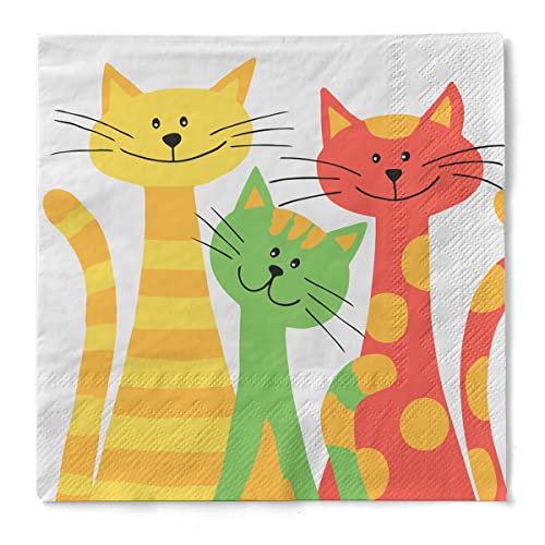 Sovie HOME Serviette Cats | Tissue 33x33 cm | saugstarke hochwertige Einweg-Servietten | ideal für Geburtstage & Feiern | 20 Stück von Sovie Home