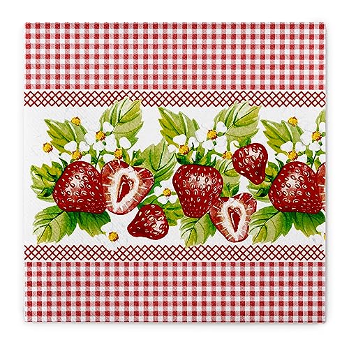 Sovie HOME Serviette Erdbeeren | Airlaid-Servietten 40x40 cm | hochwertige Einweg-Servietten Geburtstag Sommer Garten | 12 Stück von Sovie Home