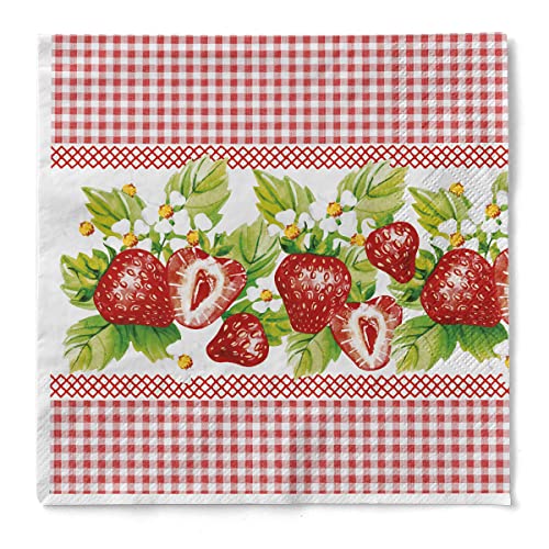 Sovie HOME Serviette ERDBEEREN/STRAWBERRIES | aus Tissue 33 x 33 cm | saugstark & hochwertig | 20 Stück von Sovie Home